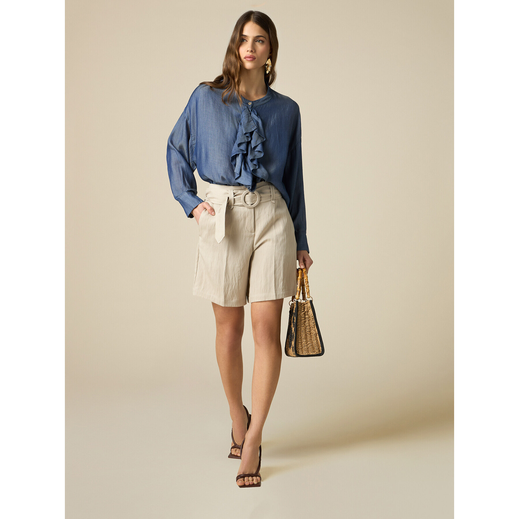 Oltre - Shorts misto tencel - Beige