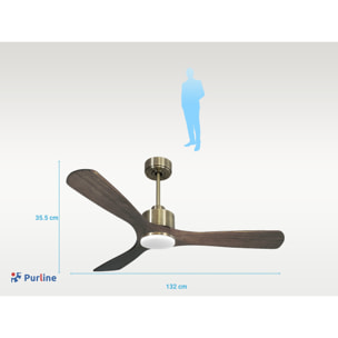 Ventilador de techo Reversible Termostato Dimable Wifi Motor DC Techos Inclinados Mando a Distancia Luz tres tonos Hypersilence Memoria MoyoD132C03LED64850 PURLINE
