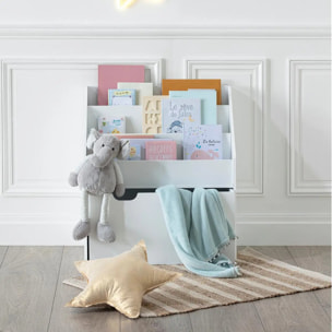 Bibliothèque enfant à roulettes blanc H70cm