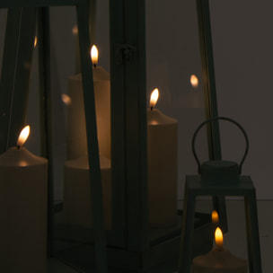 J-Line Lanterne + Bougie - verre - turquoise - large - lumières LED