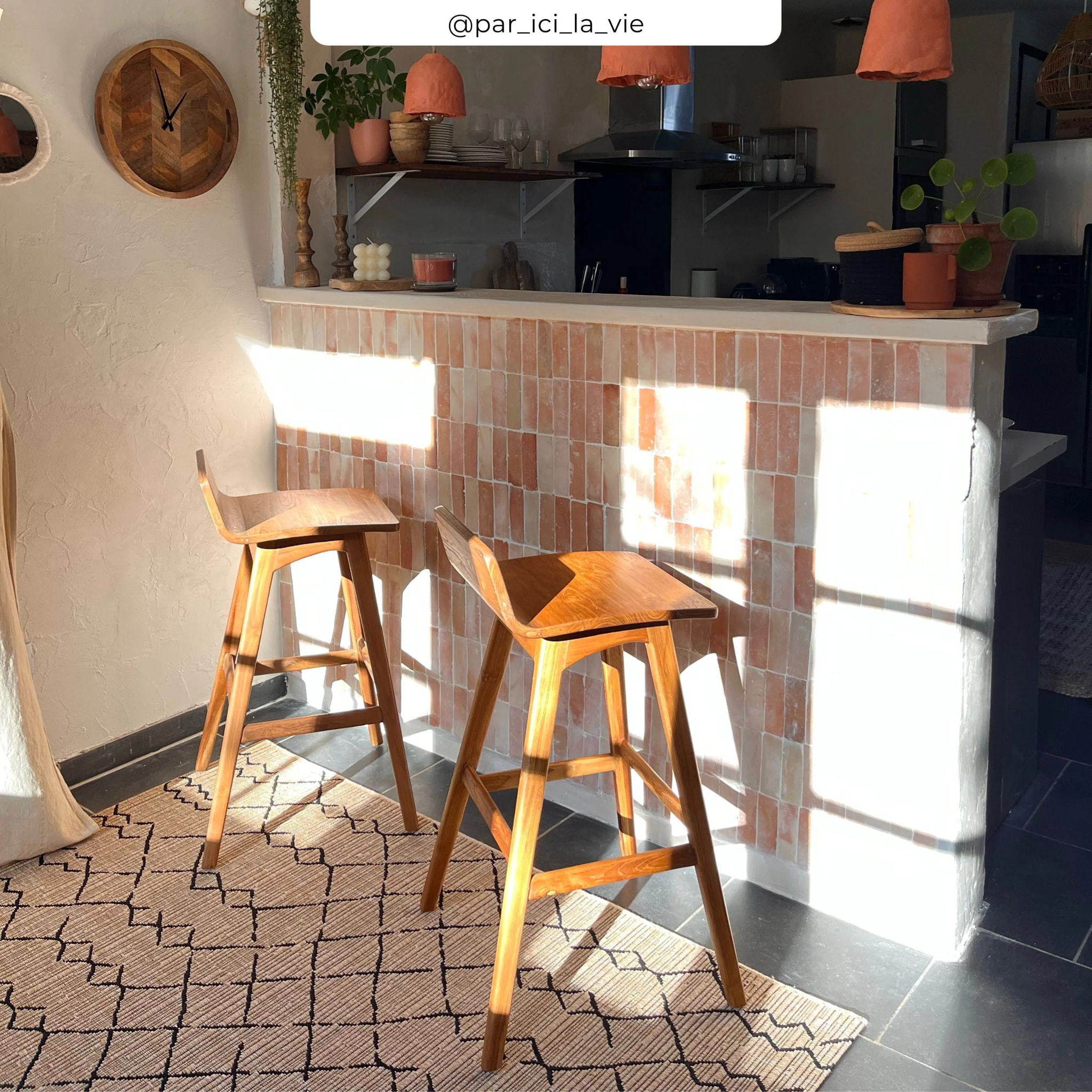 Chaise de bar en bois de teck 72,5 cm - Greta