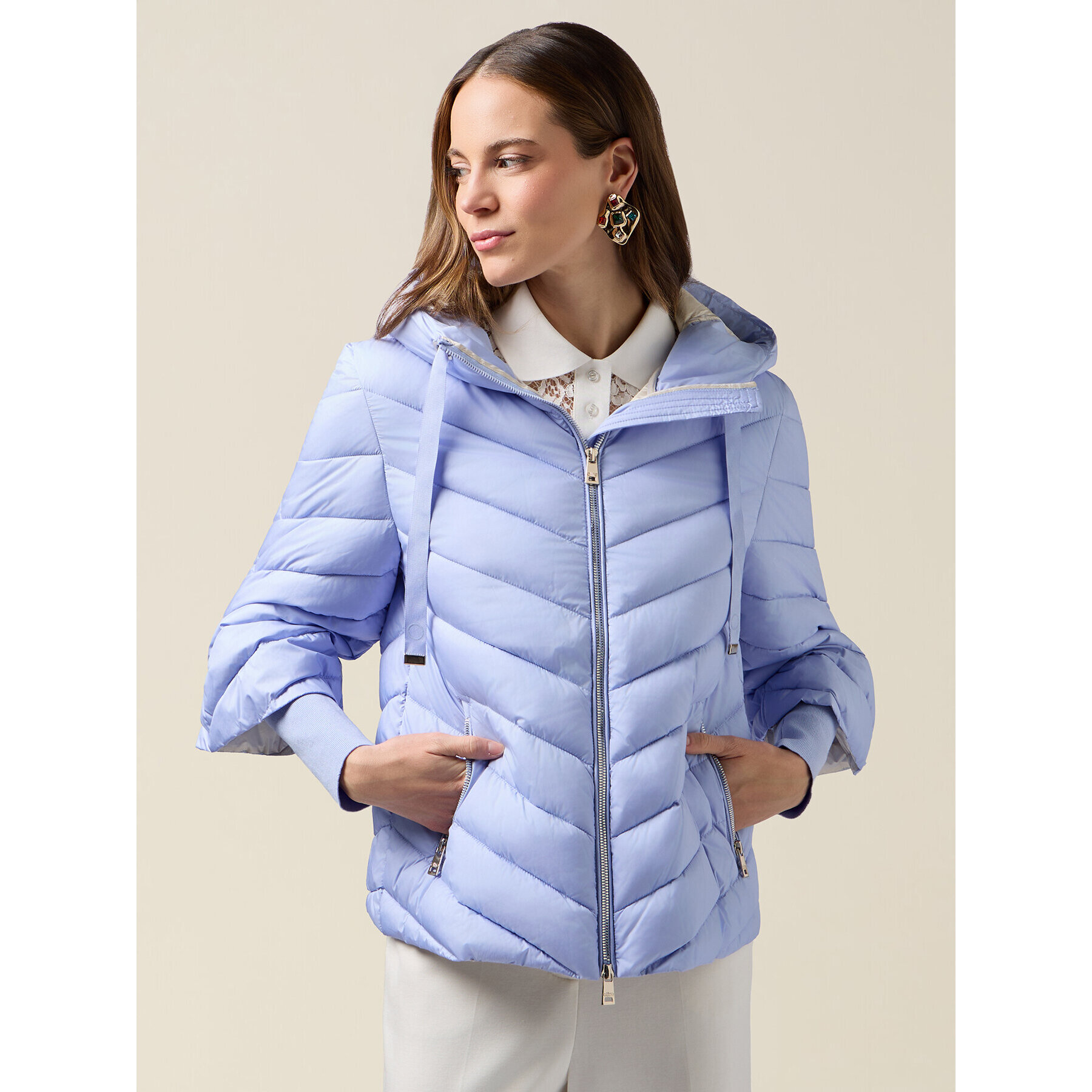 Oltre - Plumífero con capucha y puños - Light - blue