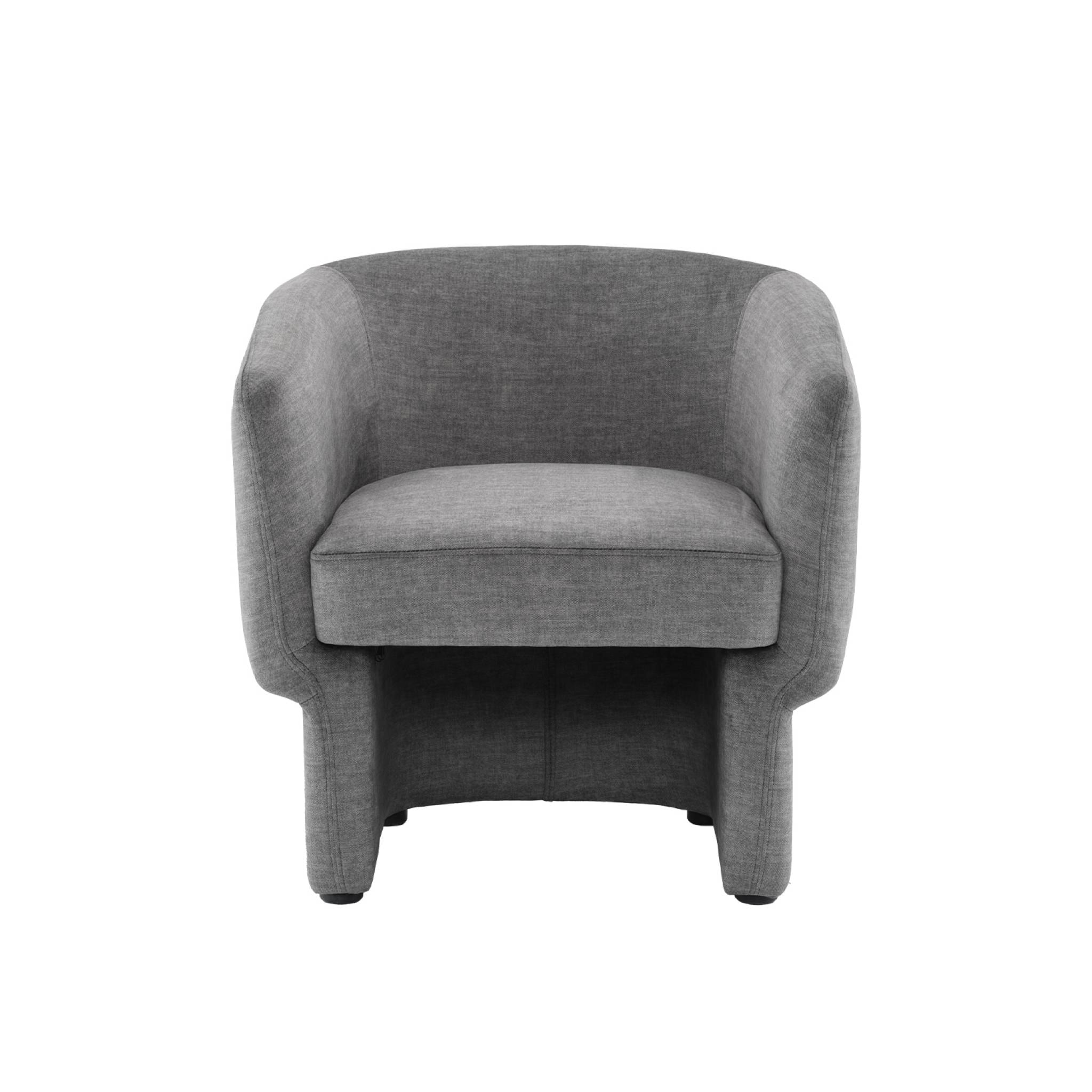 Fauteuil relax en tissu avec forme de dossier et piètement arrondis gris foncé