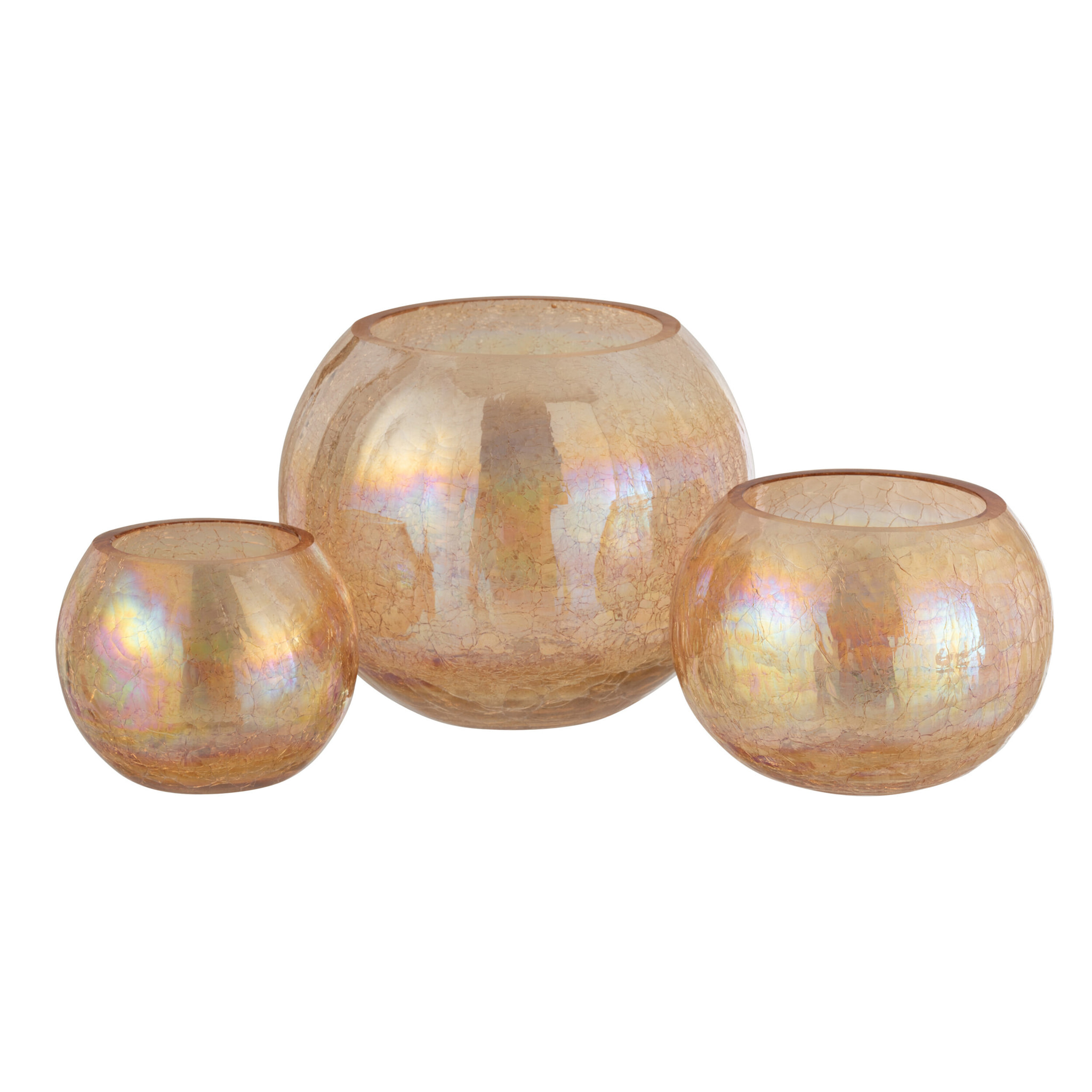 J-Line photophore Boule Craquele - verre - ambre - large