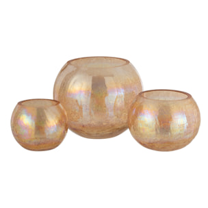 J-Line photophore Boule Craquele - verre - ambre - large