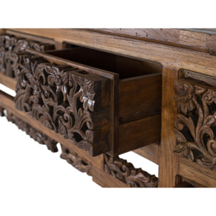 Consola de Madera de Teca 220 Cm Estilo Étnico Colonial
