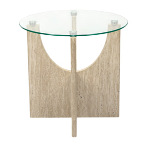 Table D'appoint Ronde Verre Pietra D45cm