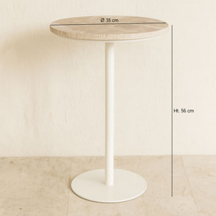 Meuble d'appoint en métal blanc et plateau en travertin TRAVI