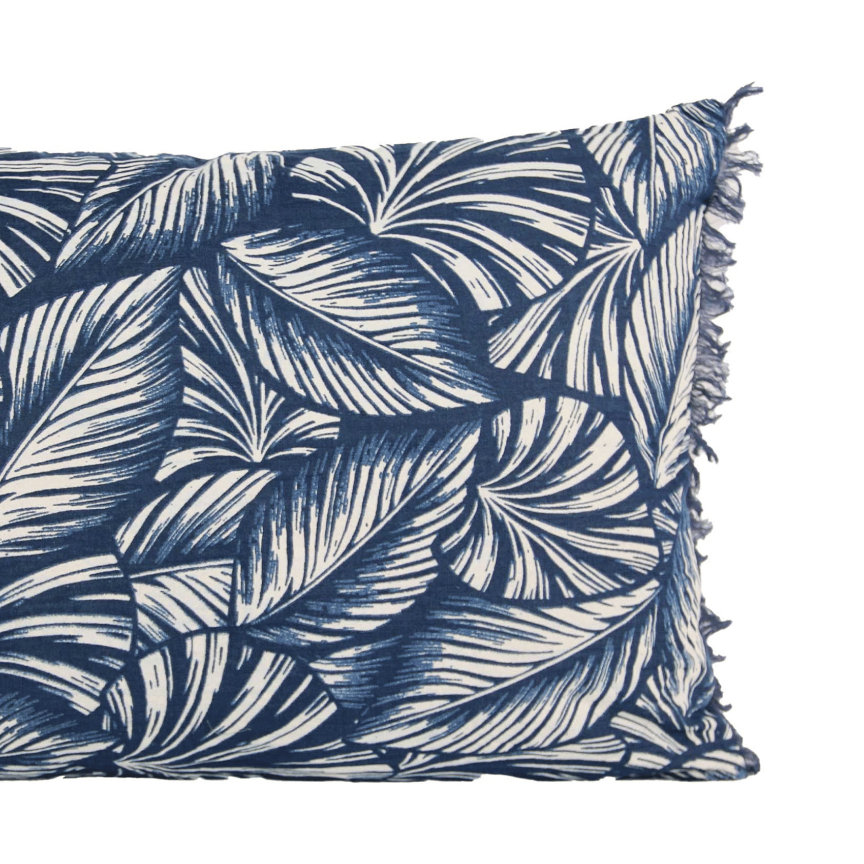 Coussin motif feuilles exotiques - Bleu Marine