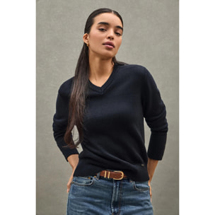 Jersey azul marino de botones en puño en mezcla de lana y botón nacarado Polo Club