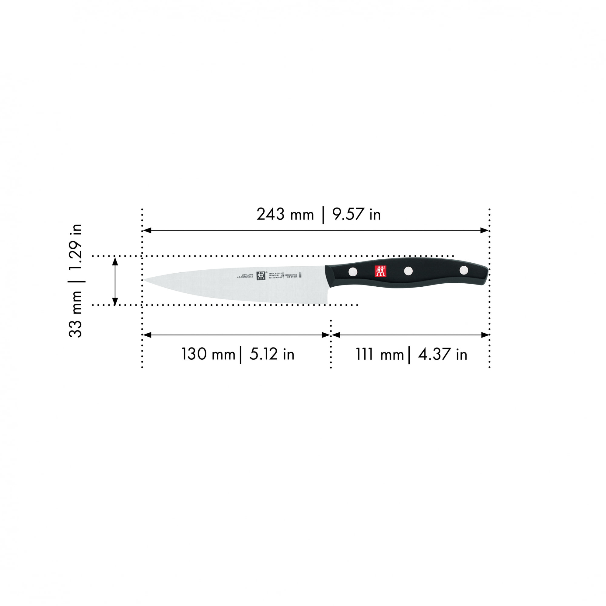 Couteau de Chef Compact Twin Pollux 13 cm Noir