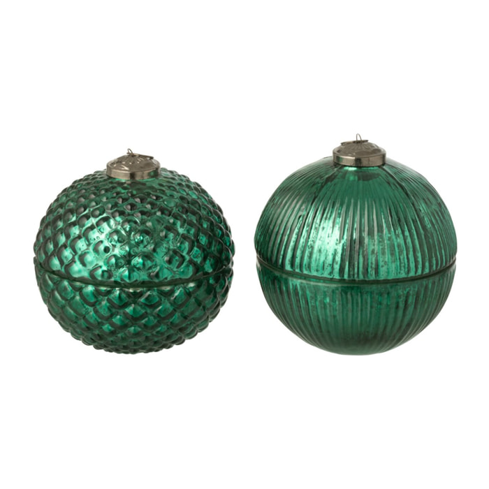 J-Line bougie parfumée Boule de Noël - verre - vert - small - 2 pcs
