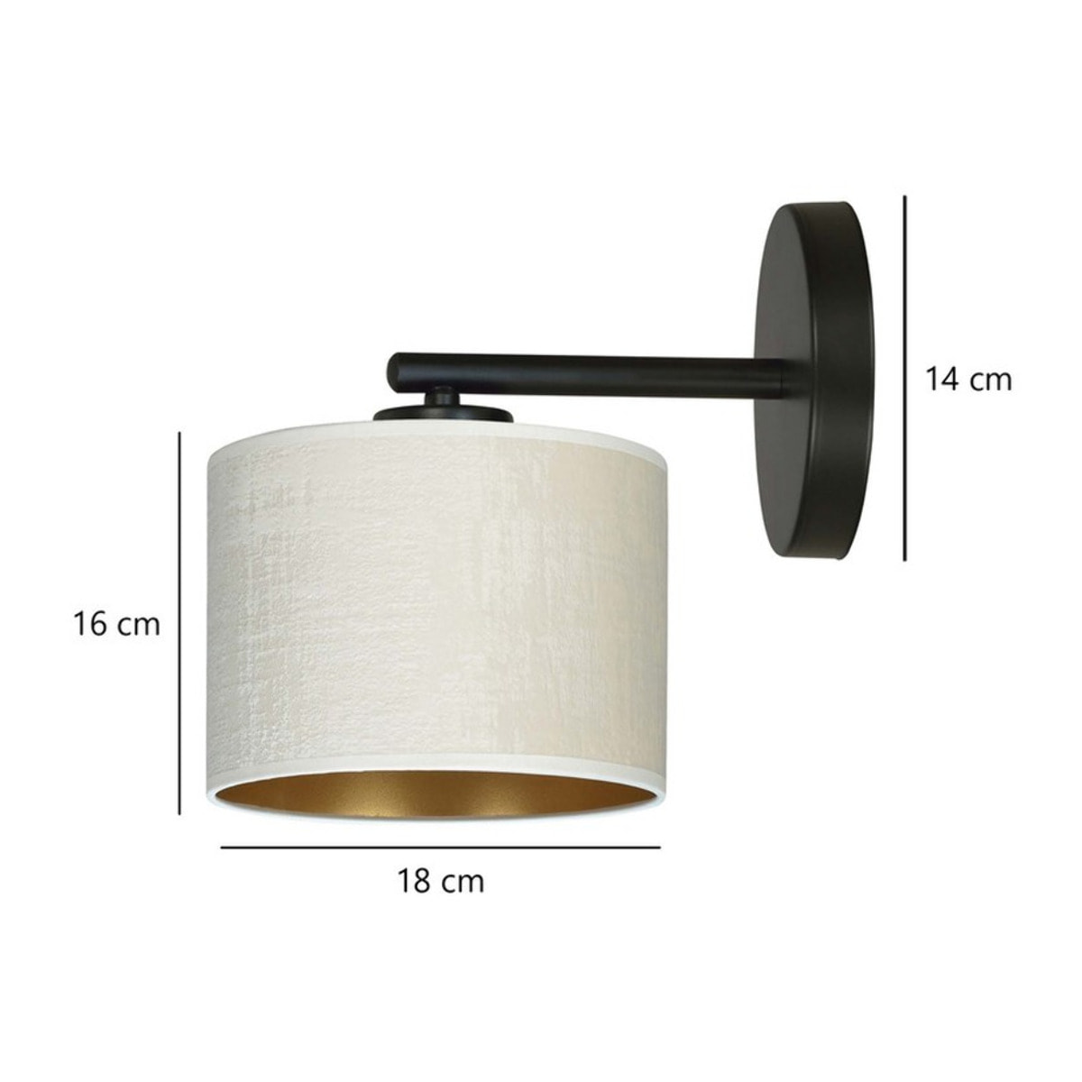 Applique Hilde in acciaio nero con paralume bianco