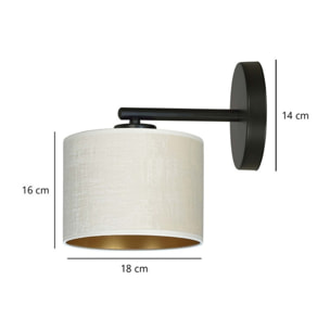 Applique Hilde in acciaio nero con paralume bianco