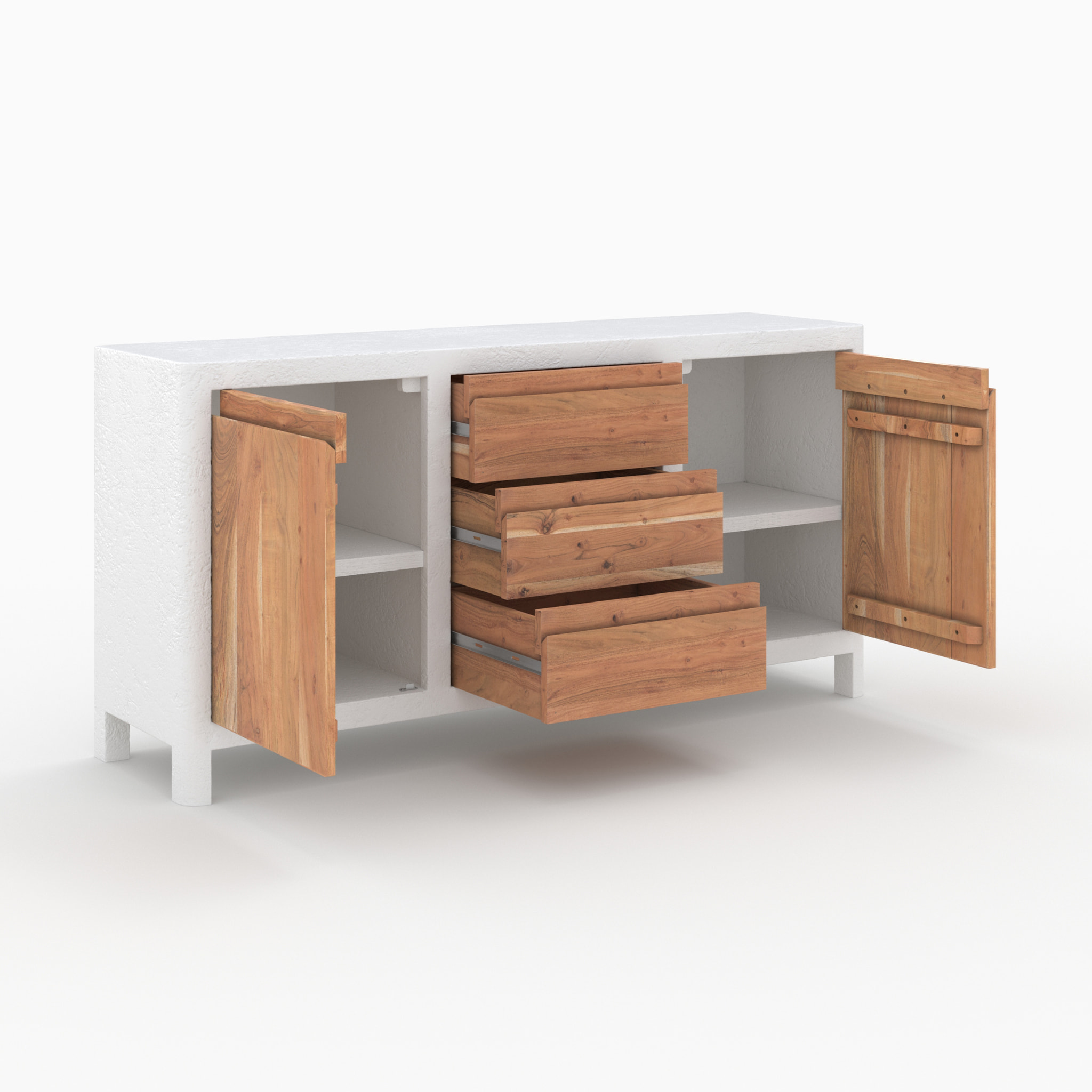 Buffet Tierra en béton blanc cassé et bois d'acacia