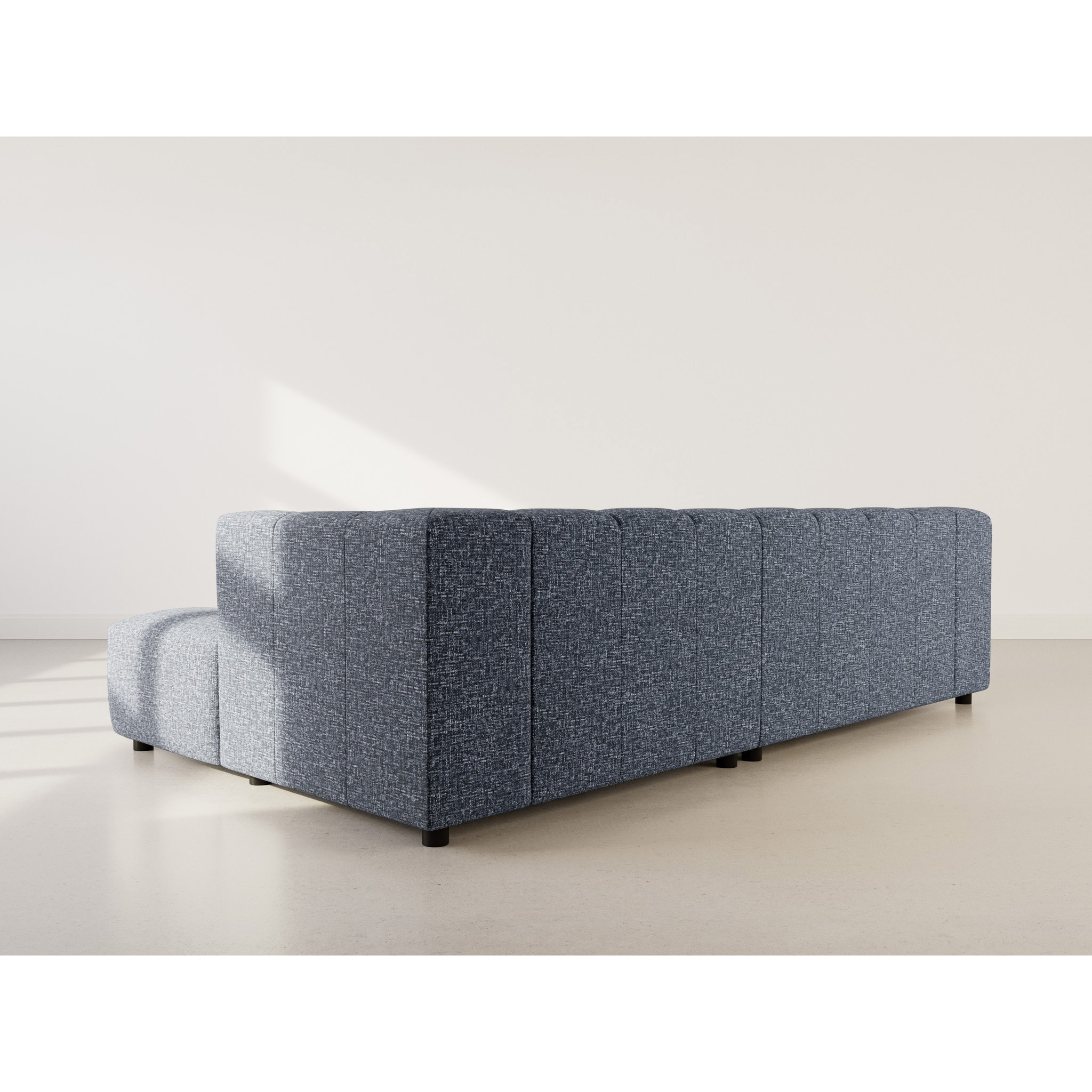 Curtis - canapé d'angle droit 4 places avec accoudoir en tissu texturé - Bleu