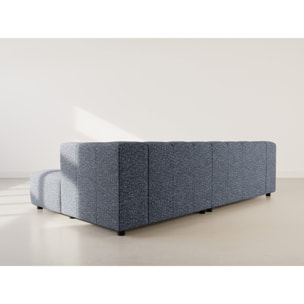 Curtis - canapé d'angle droit 4 places avec accoudoir en tissu texturé - Bleu