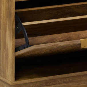 Meuble à chaussures décor bois de manguier rainuré 3 tiroirs - L 60 x P 25 x H 121 cm - Celian