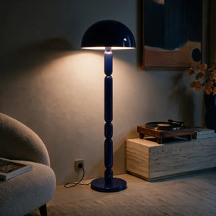 Lampadaire en bois et métal bleu foncé - Romy