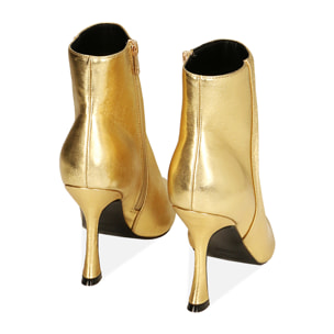 Ankle boots oro laminato, tacco 9,5 cm