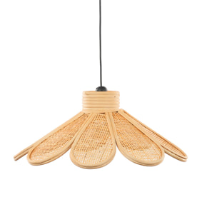 Suspension fleur rotin naturel