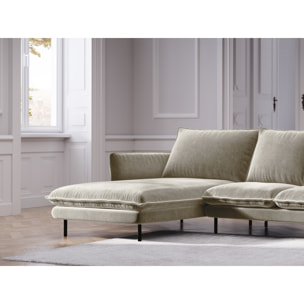 Canapé d'angle gauche "Vienna" 5 places en velours beige
