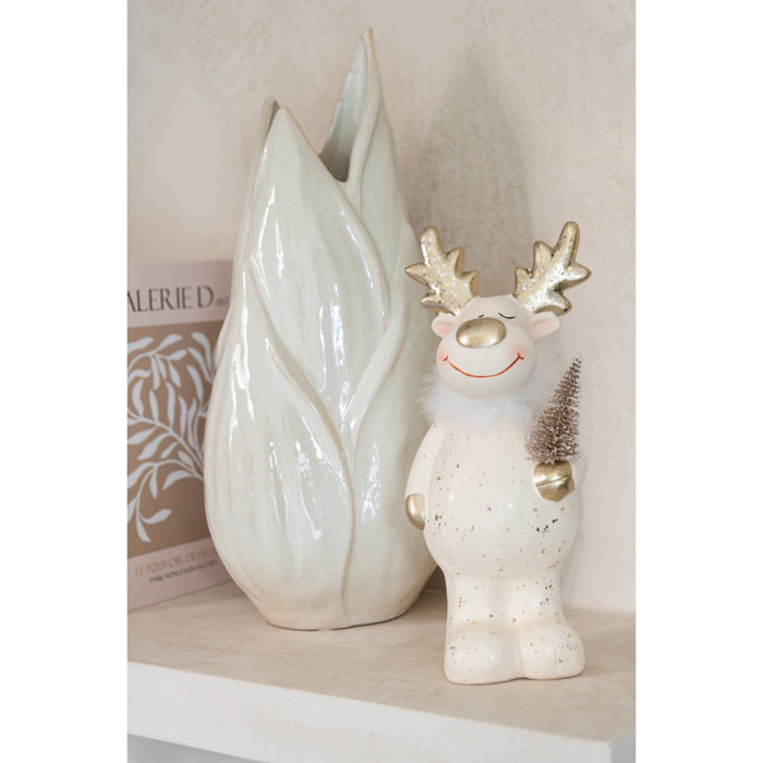 J-Line figurine Renne Sapin de Noël - céramique - mix - 2 pièces