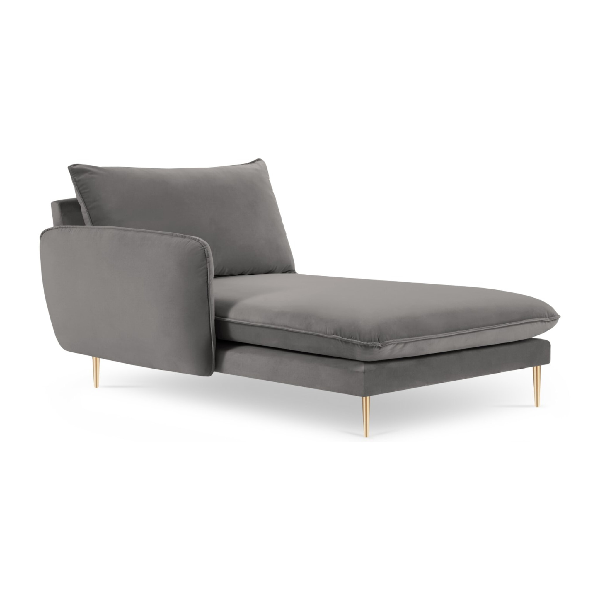 Méridienne gauche "Vienna" en velours gris clair