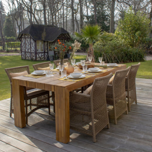 Fauteuil de table d'extérieur en corde avec coussin taupe BORACAY