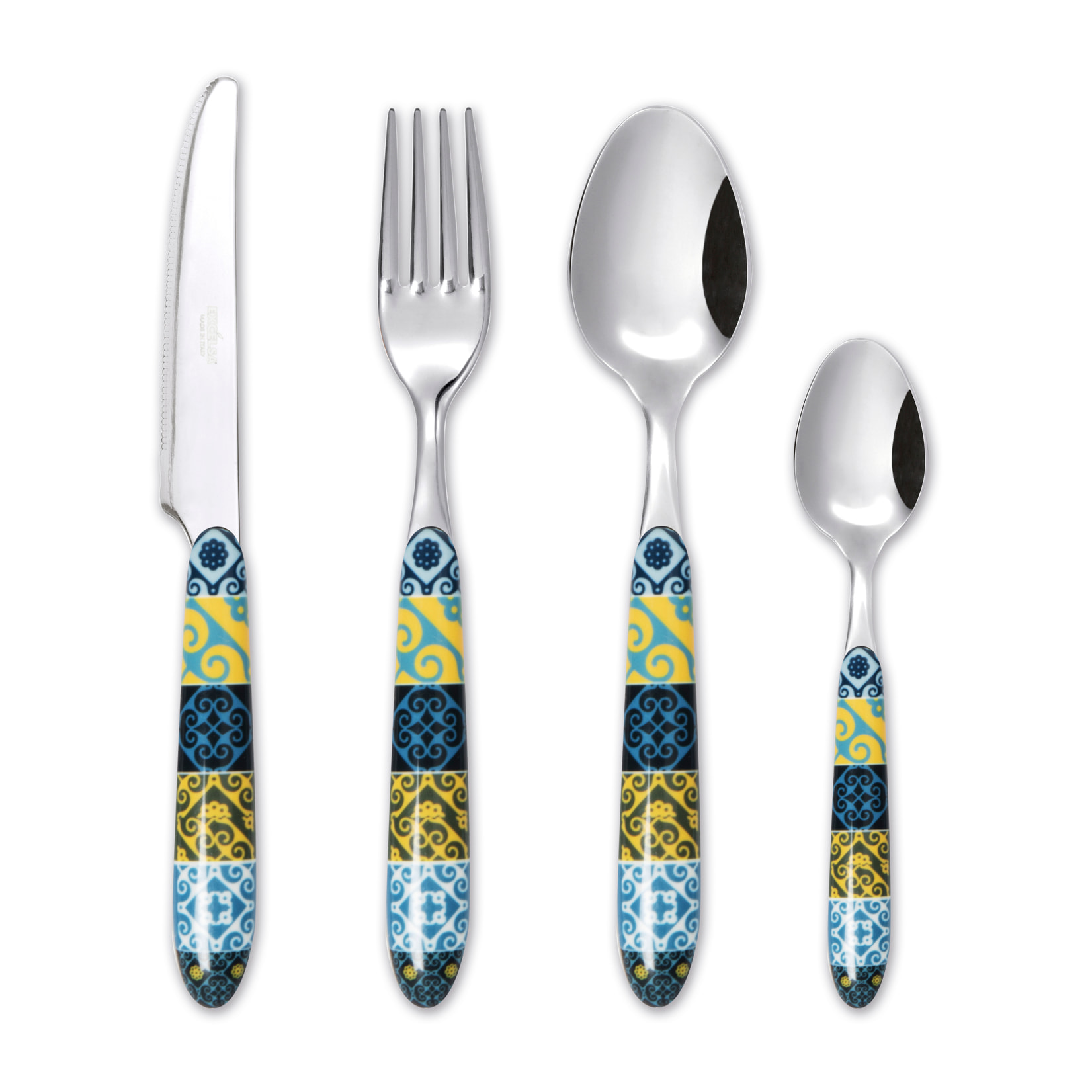 Set 24 posate Excelsa Maiolica Yellow, acciaio inox multicolore