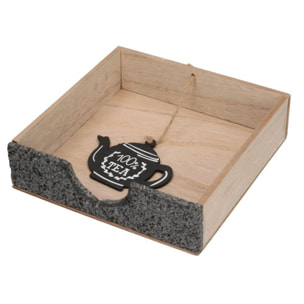 Portatovaglioli in legno e ardesia "teiera" quadro cm20x20h5