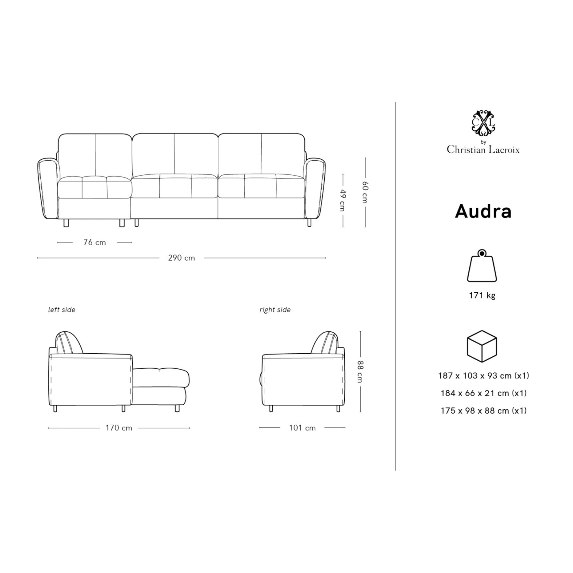 Canapé d'angle gauche convertible avec coffre de rangement "Audra" 5 places en velours bleu roi