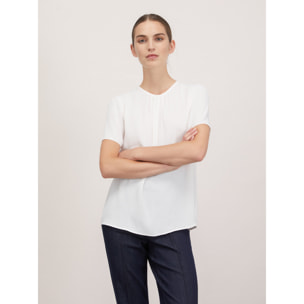 Motivi - Blusa vaporosa con pliegues - Blanco