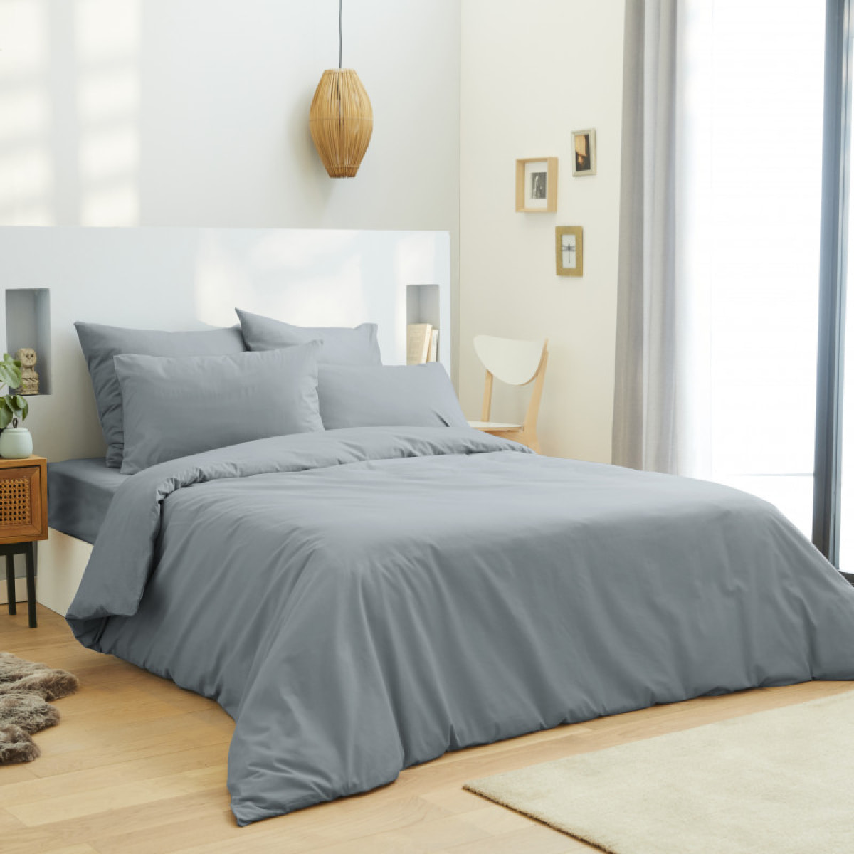 Housse de couette unie anthracite 100% Coton / 57 Fils/cm²