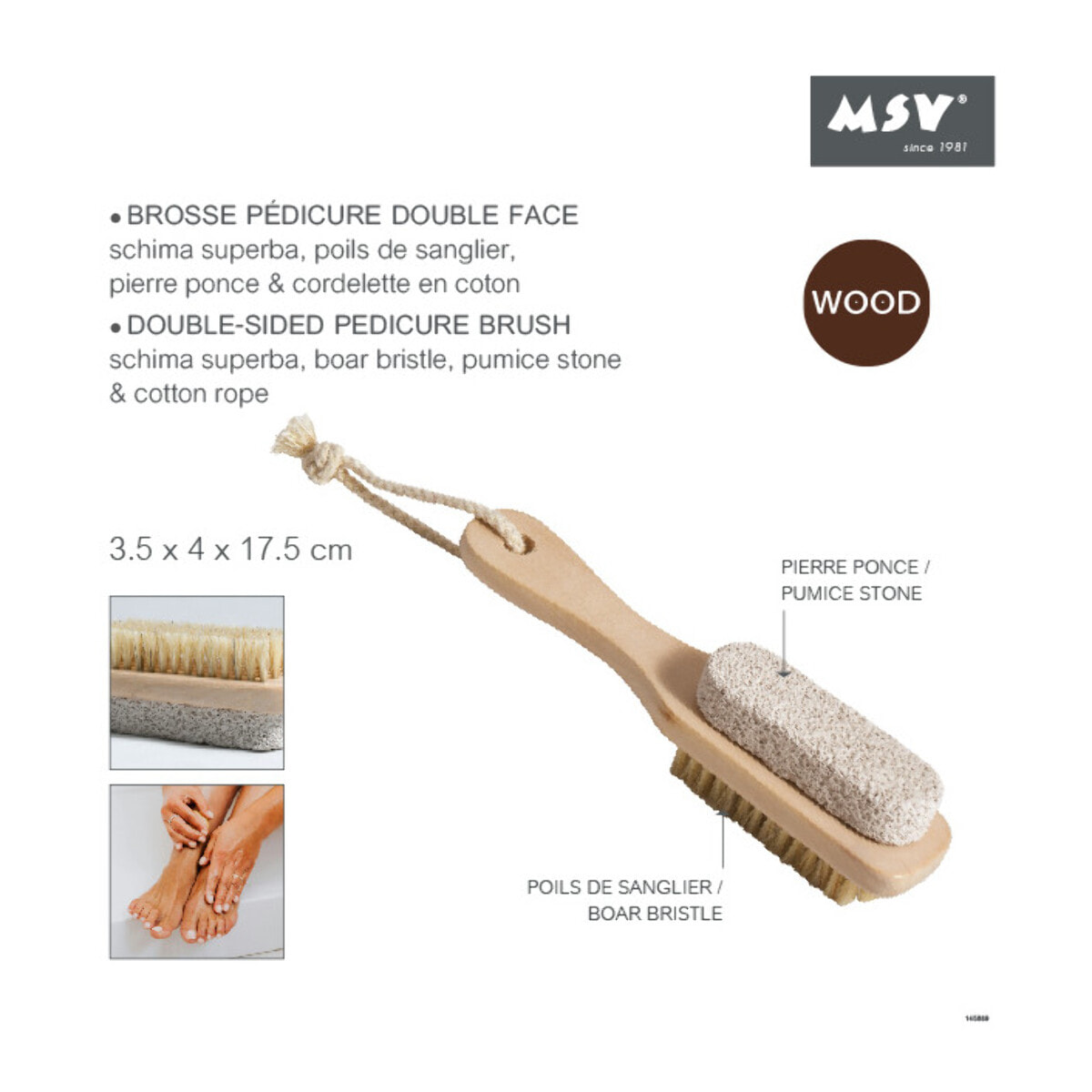 Brosse de bain en bois 2 en 1 MSV