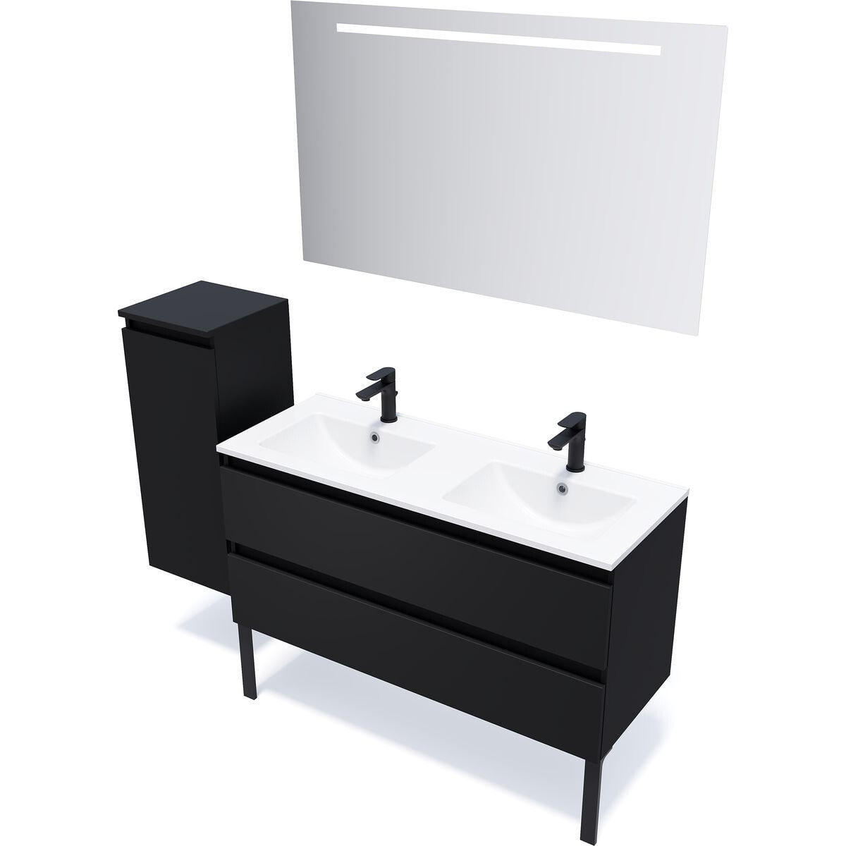 Ensemble double vasque 2 tiroirs + miroir - HUDSON