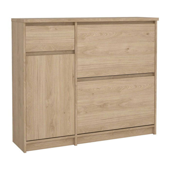Scarpiera Todd, Mobile portascarpe, Armadio da ingresso multiuso, Mobiletto per calzature, 109x32 h93 cm, Rovere