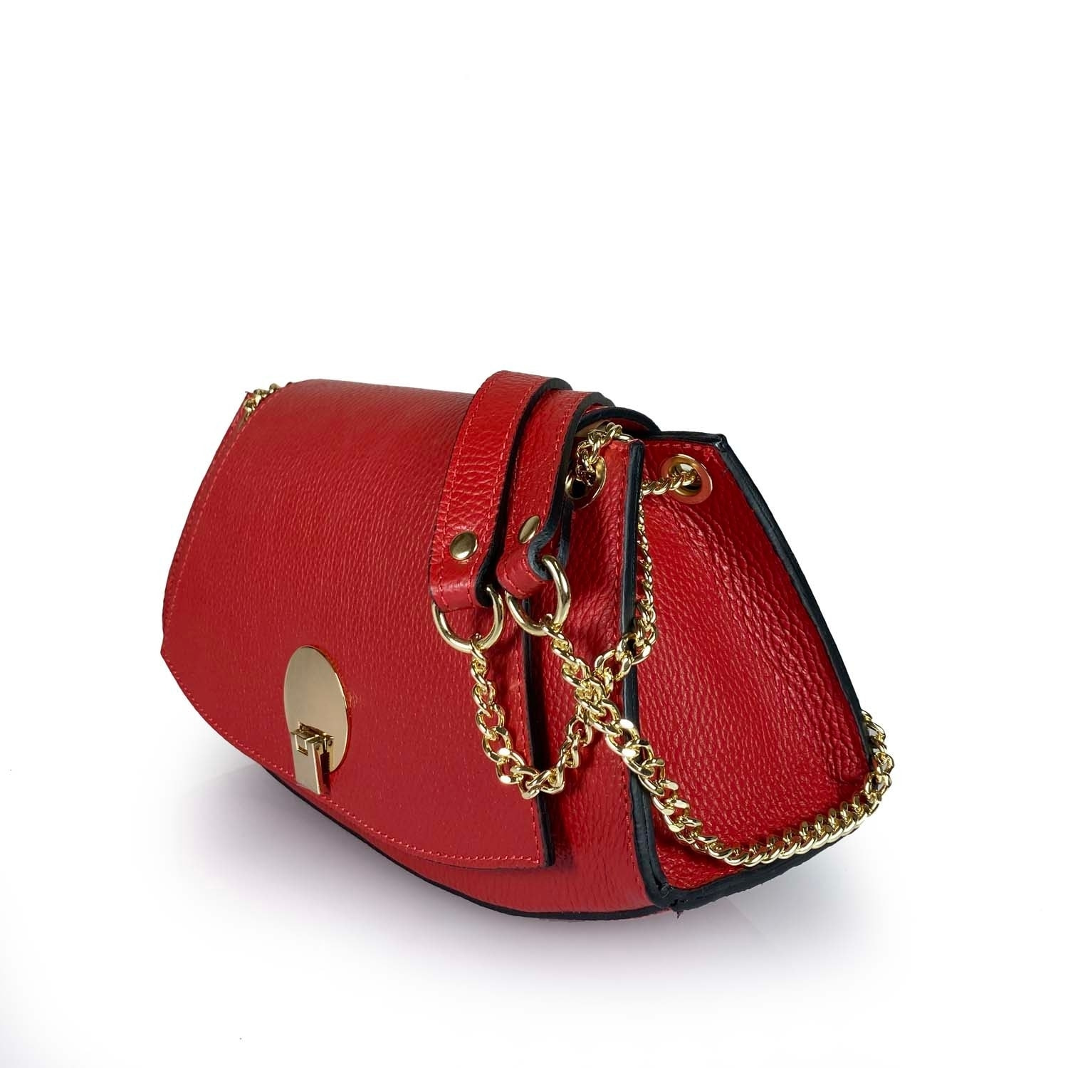 Borse Donna colore Rosso-in pelle Made in Italy 32x16x13cm