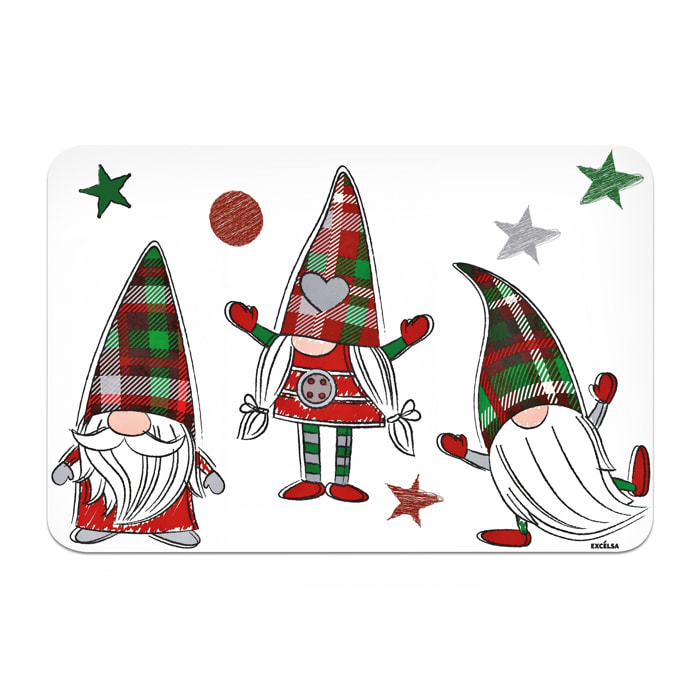 Set de 6 sets de table rectangulaires Excelsa – Tartan Gnome, Polypropylène blanc