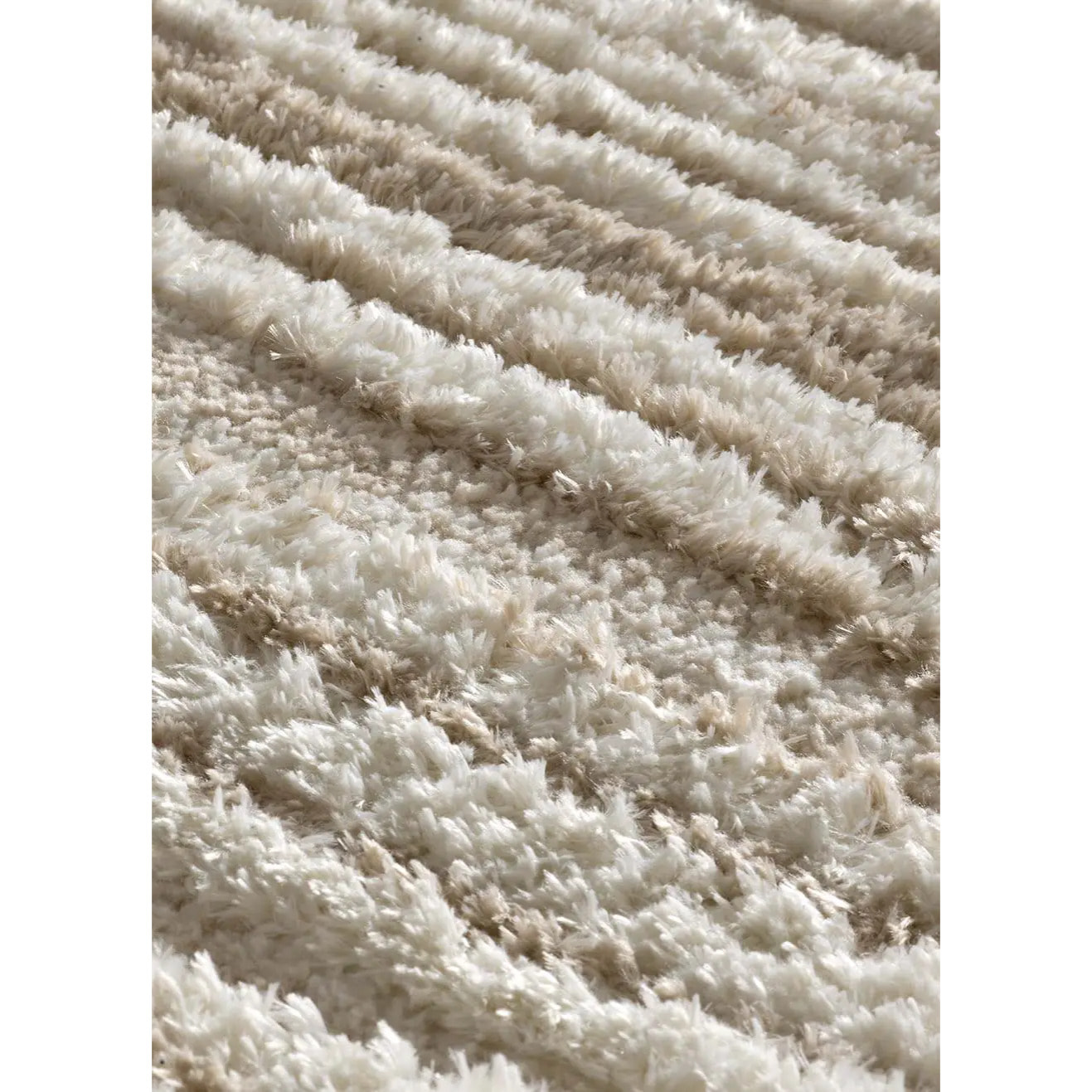 LIMA Alfombra shaggy estilo escandinavo con relieve beige, varias medidas disponibles