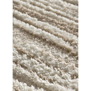 LIMA Alfombra shaggy estilo escandinavo con relieve beige, varias medidas disponibles