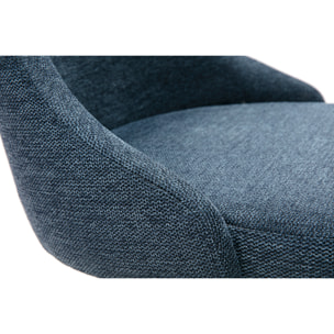 Chaises design en tissu effet velours texturé bleu foncé et métal noir (lot de 2) CULT
