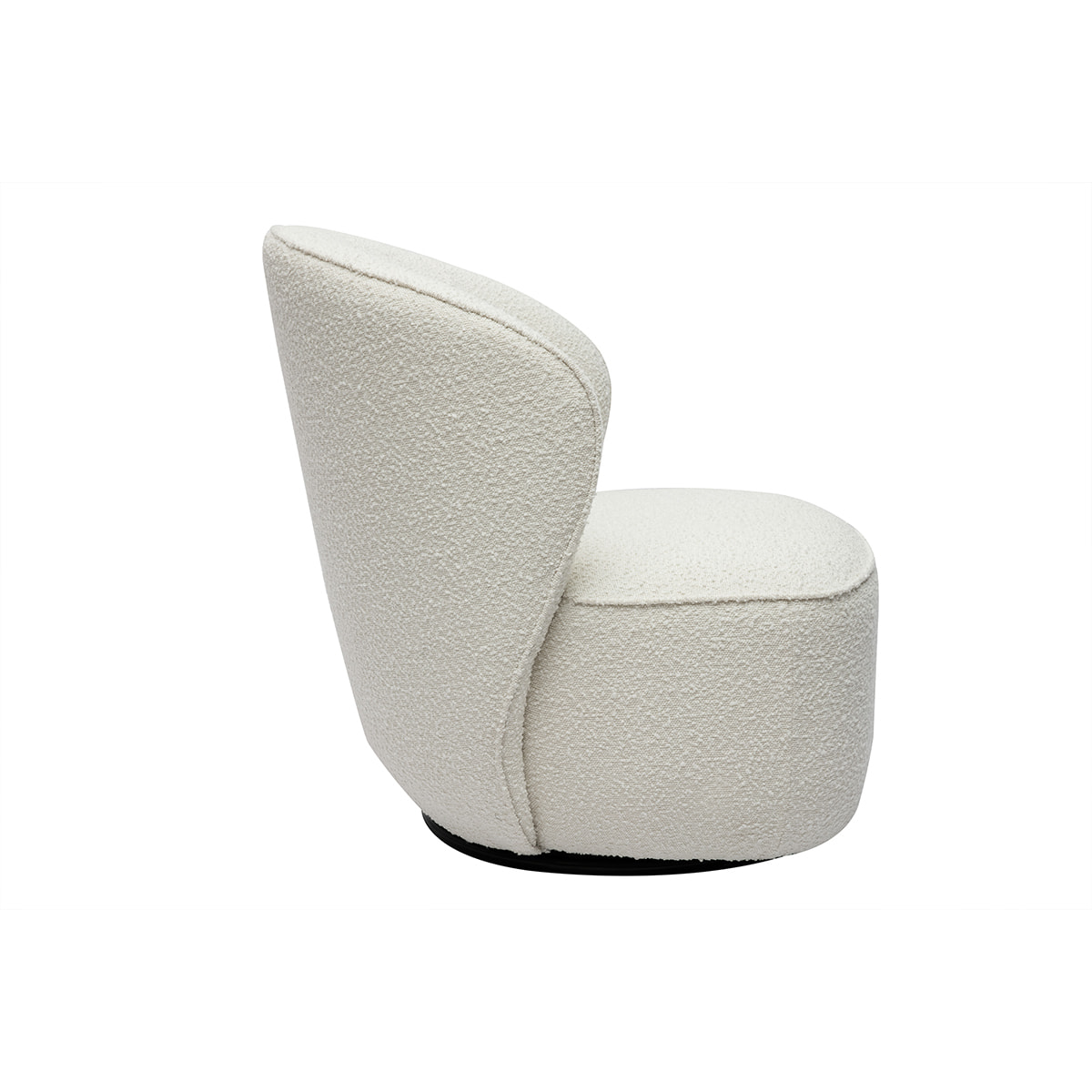 Fauteuil design pivotant en tissu effet laine bouclée blanc AMBER