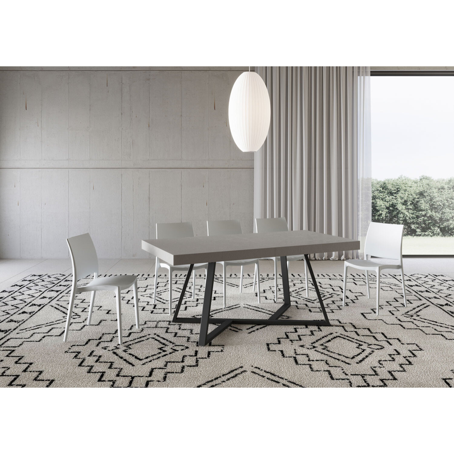 Tavolo allungabile 90x180/440 cm Booster cashmere gambe antracite