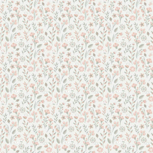 Papier peint floral champêtre rose poudré