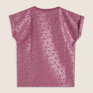 T-shirt bambina con stampa lucida e maniche raglan