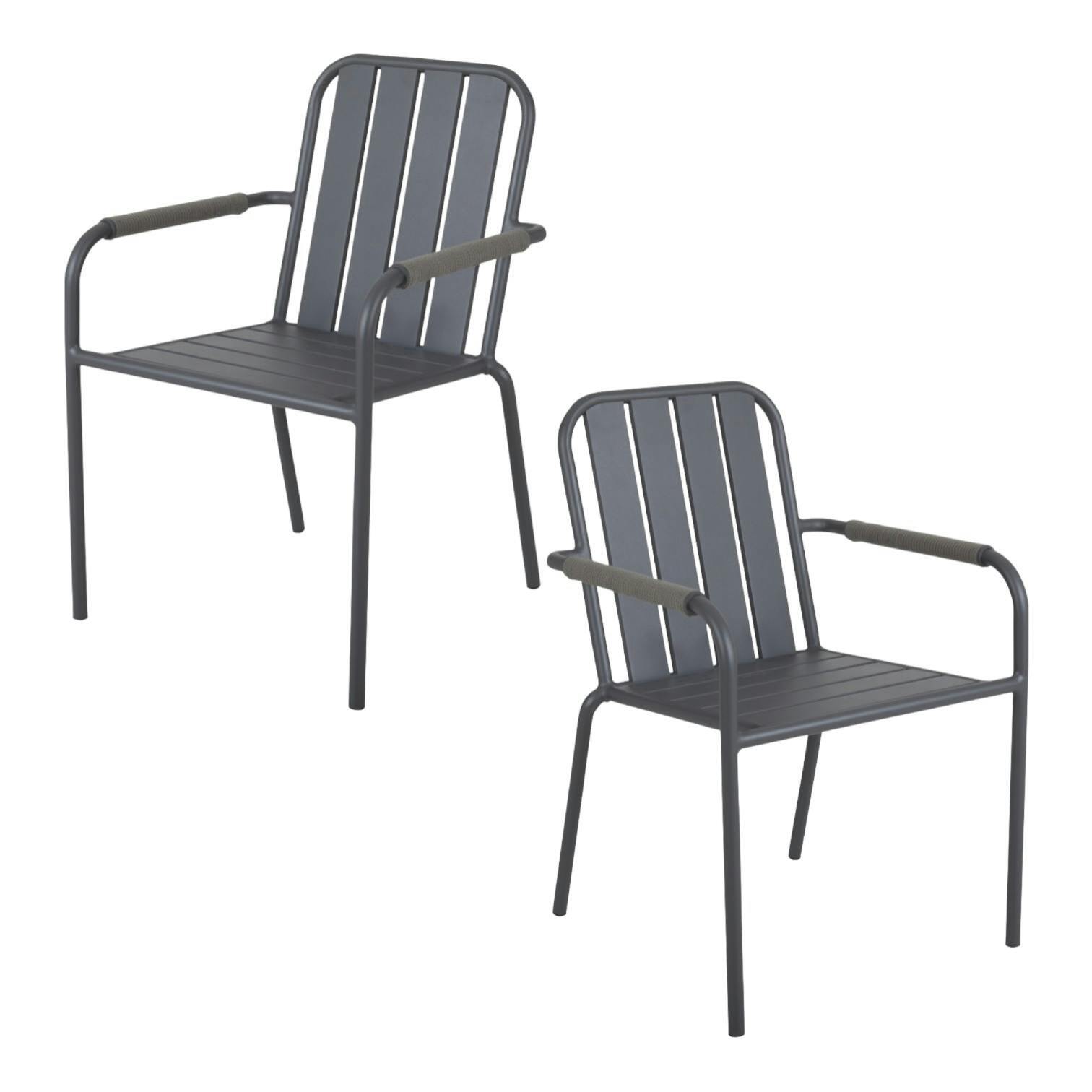 Chaise de jardin en aluminium gris ardoise (lot de 2) OSLO