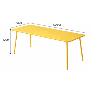 EVORA Table de jardin 6 places 160cm jaune