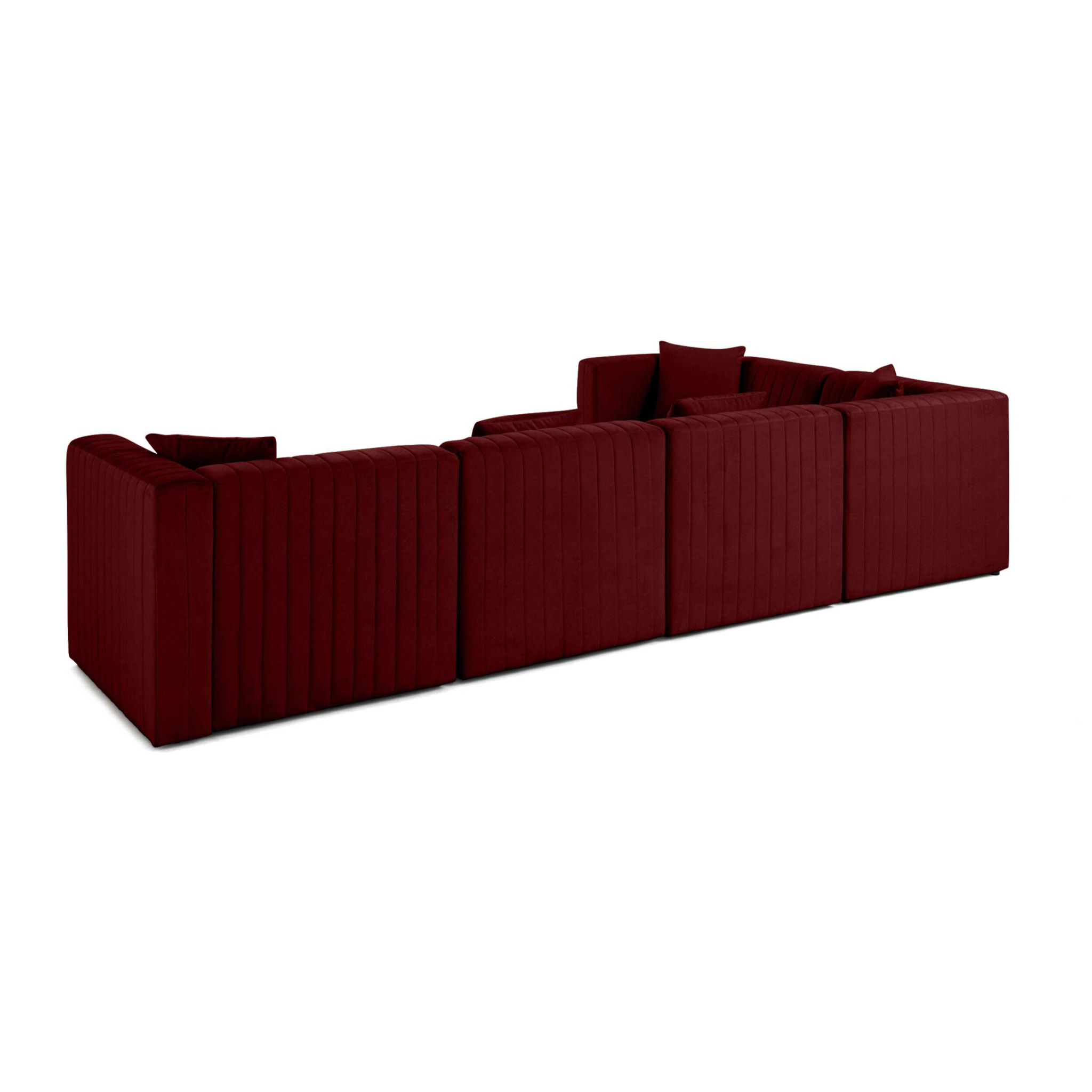 Nova - canapé modulable d'angle réversible - 6 places - en velours - Rouge