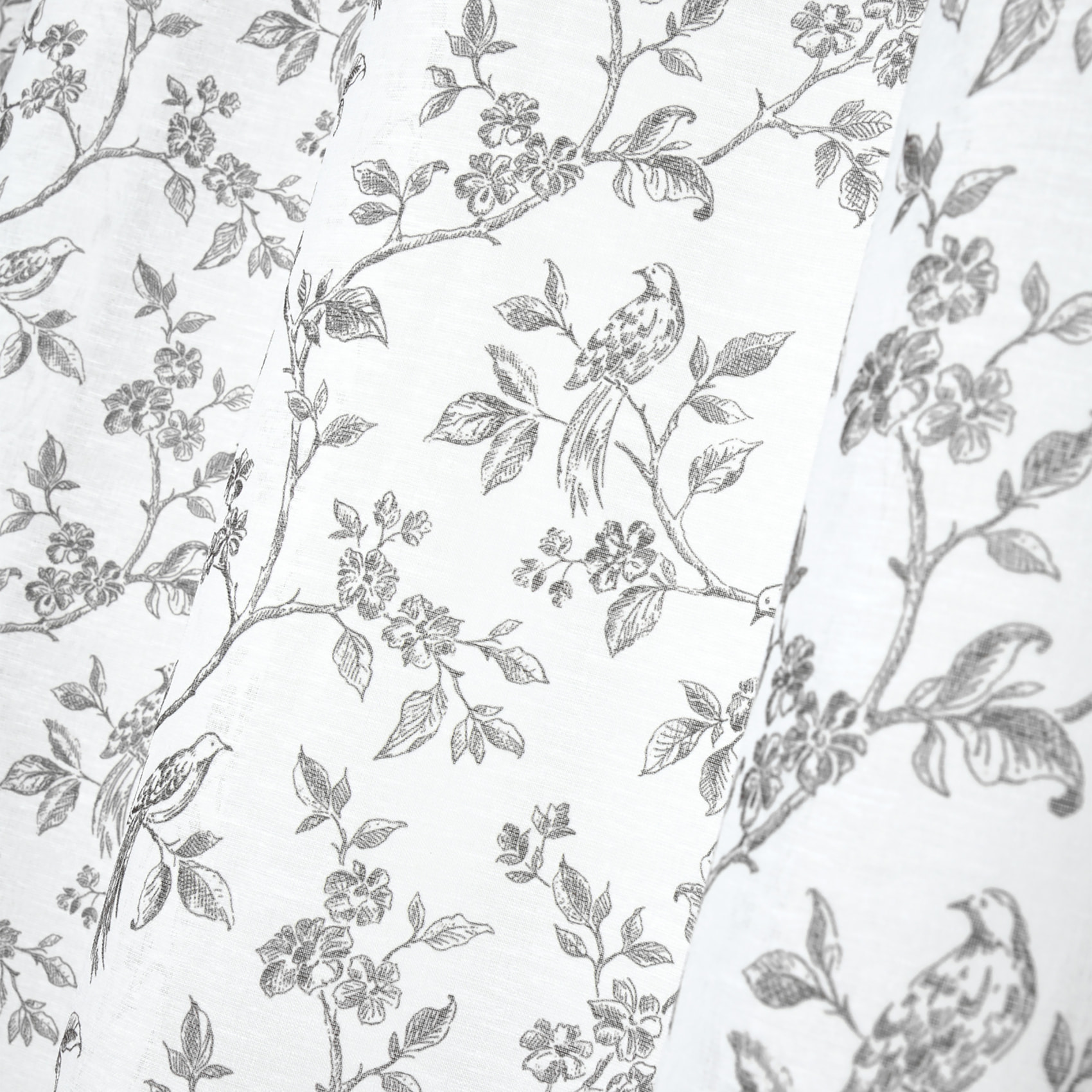 Voilage en coton à oeillets imprimé floral - Ecru